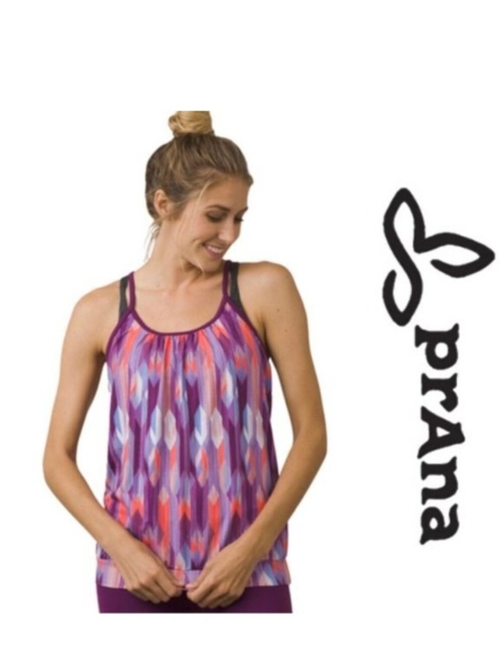 Prana | Purple Geometric Andie Tank Top | Size Medium